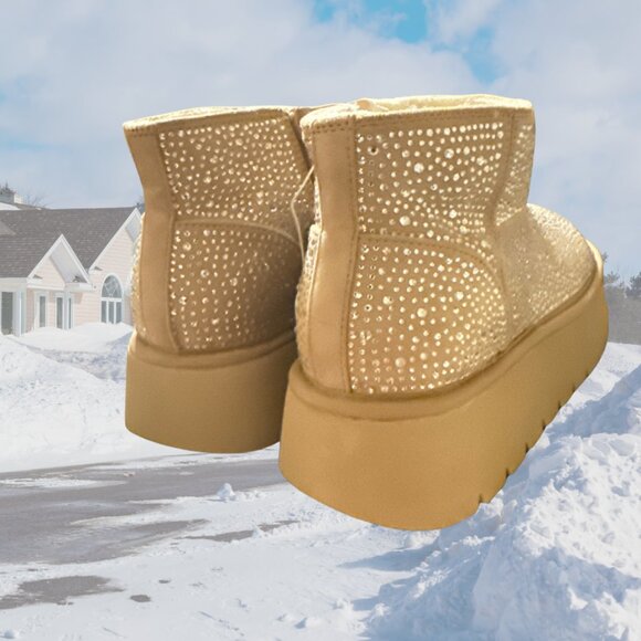 NWT - Wild Fable Missy Memory Foam Platform Bootie Rhinestone Embellishments - 8 - Picture 2 of 7